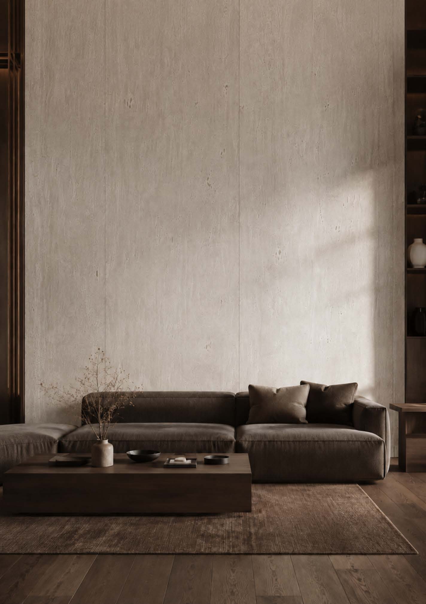 Living con pared Cemento Caliza