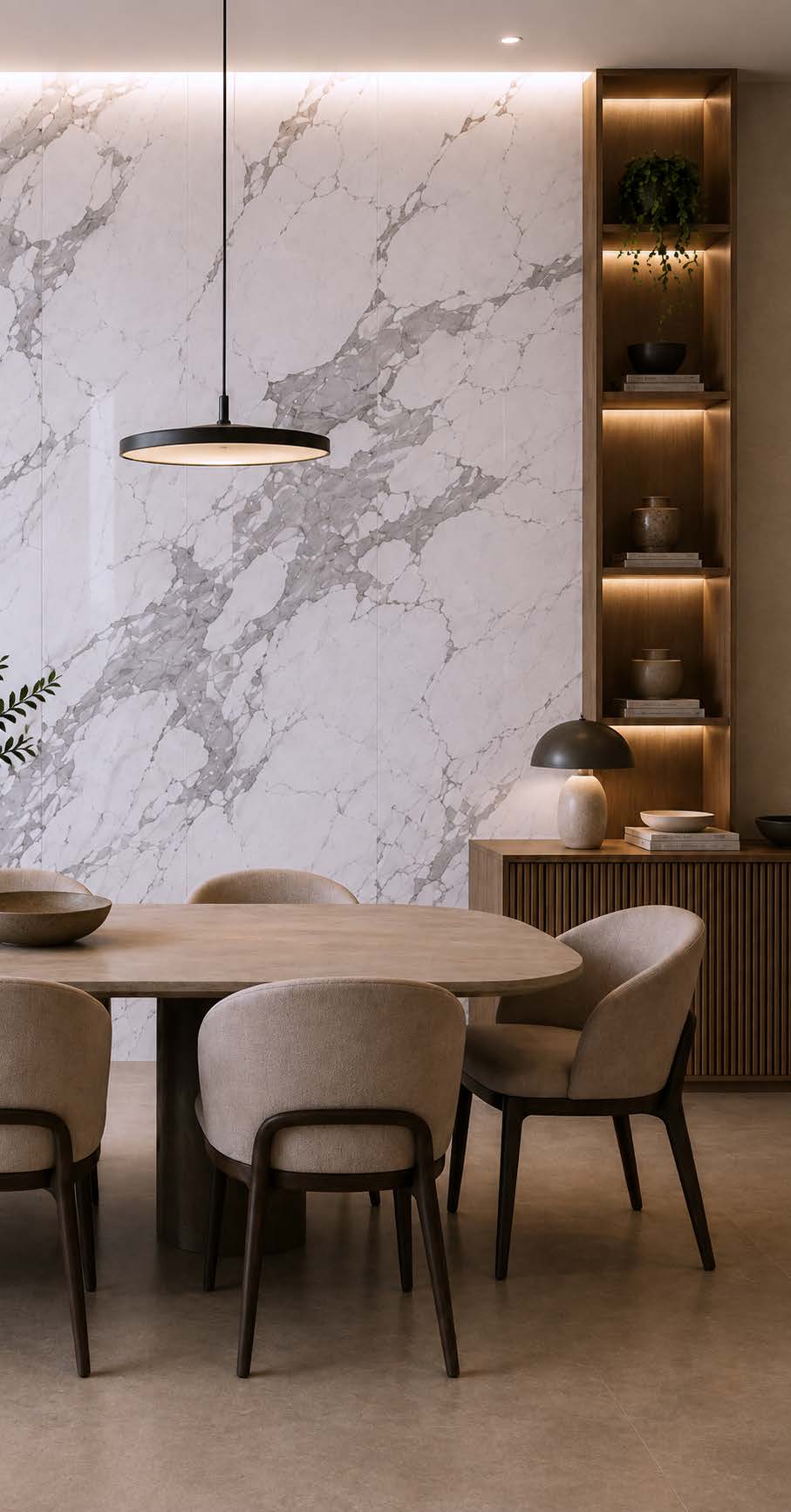 Ambiente tipo Comedor revestido con productos Balkan